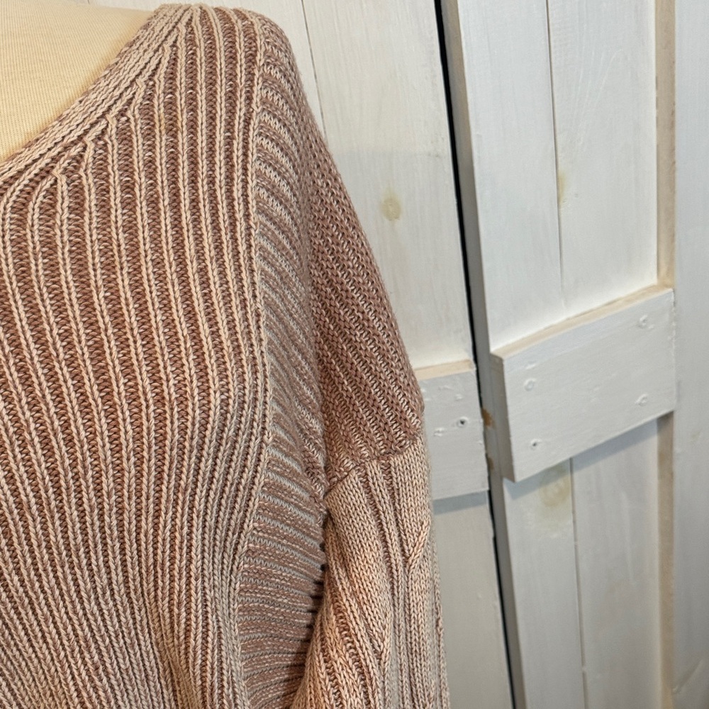Free People When It Rains V Neck Honey Sweater - Picture 3 of 6